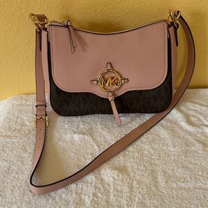 Michael Kors Blush Pink and Dark Brown Crossbody Bag